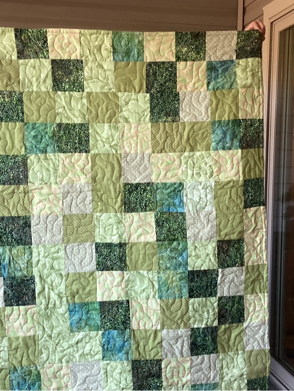 NWT. Colors of Green Beautiful Hand Crafted Quilt